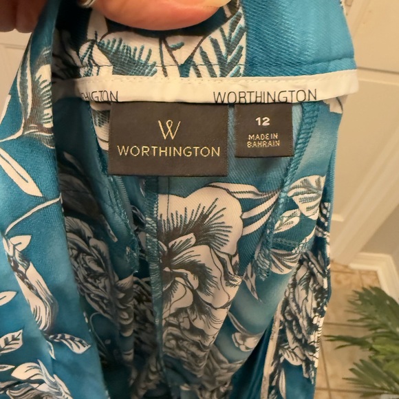 Worthington Bold Floral Print High Rise Wide Leg Pants 12 - Picture 8 of 8